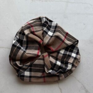 Designer inspired Jumbo Plaid Neutral Tartan Hair Scrunchie